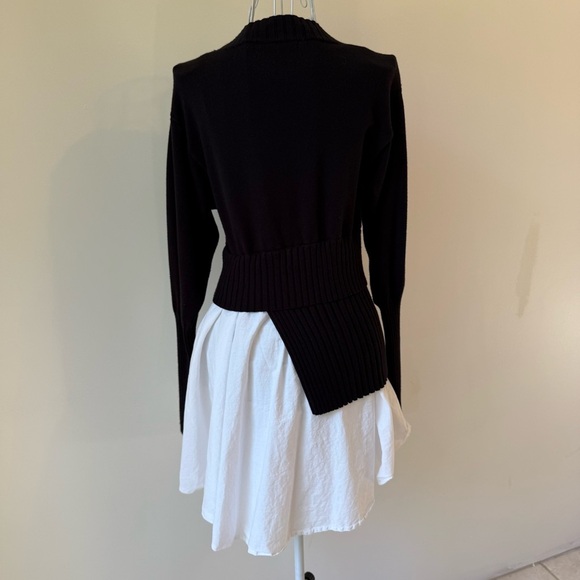 AVANTLOOK Spliced Crewneck Sweater tunic crew neck long sleeve black white SZ S - Picture 7 of 11